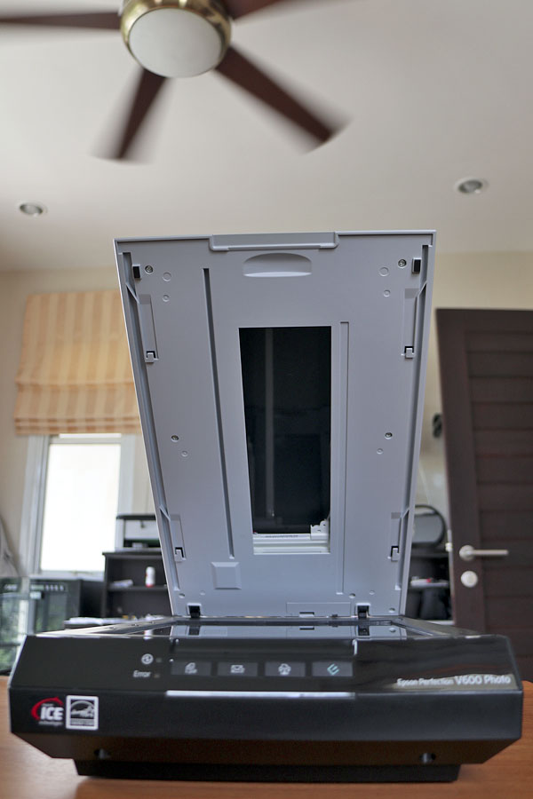 With document mat removed for transparency scanning