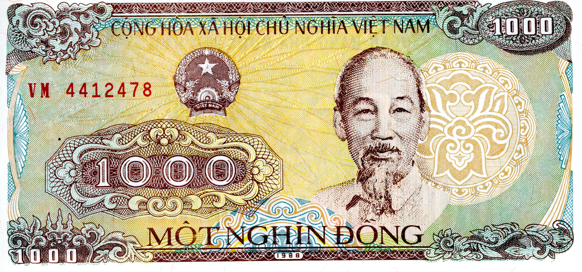 The front of a Vietnamese 1,000 Dong note