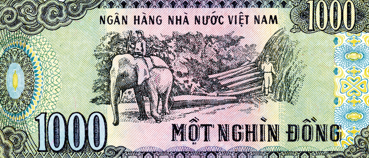 The rear of a Vietnamese 1,000 Dong note