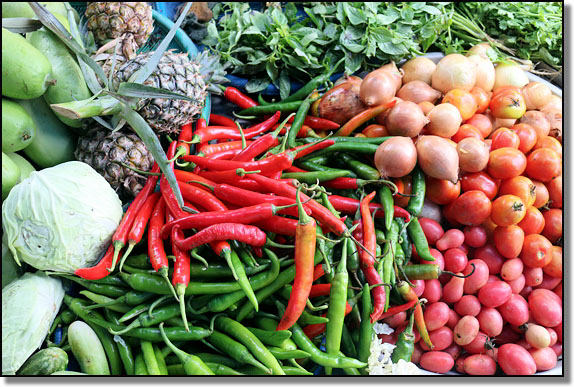 Produce sold at a typical Thai fresh market