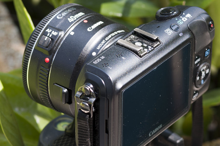 Canon EF 40mm f/2.8 pancake mounted on Canon EOS M