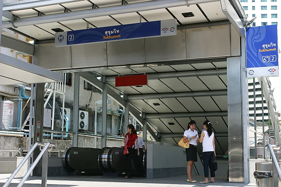 Entrance to Sukhumvit station on the new Bangkok subway system