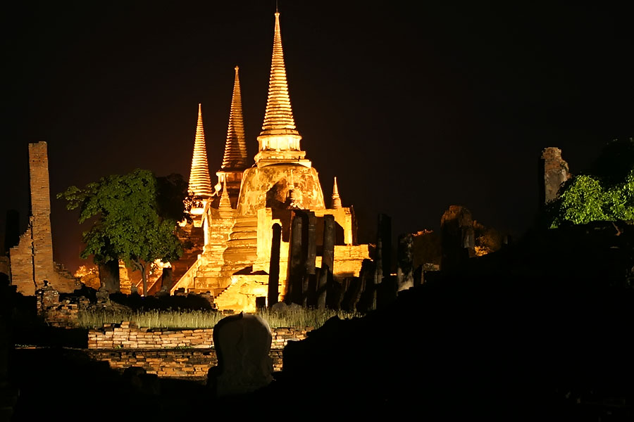 If anything, Ayuthaya looks even more magnificent at night but use LOTS of mosquito repellent
