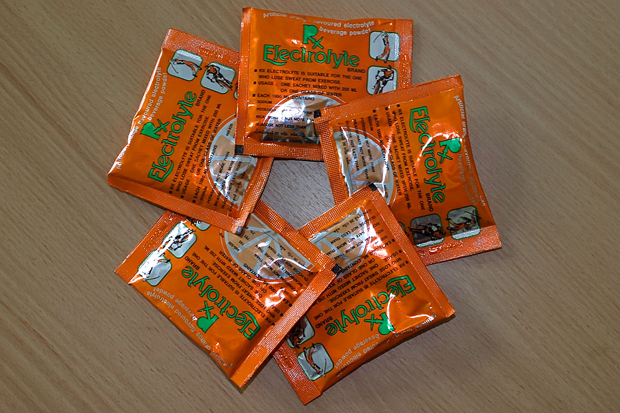 Sachets of electrolyte powder