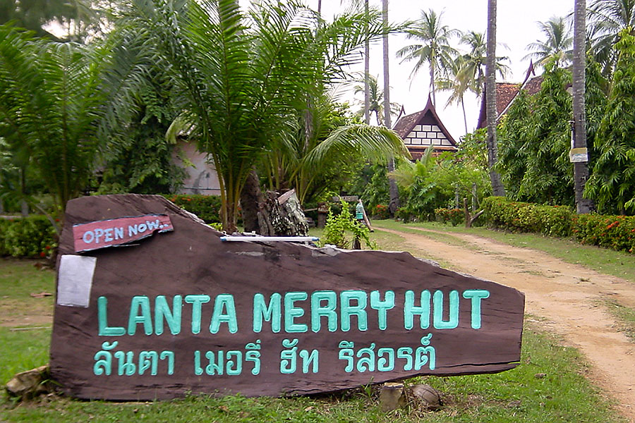 Entrance to the Lanta Merry Hut resort on Koh Lanta