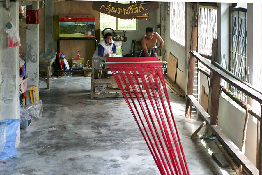 Weaving cloth by hand on Yo island, Songkhla