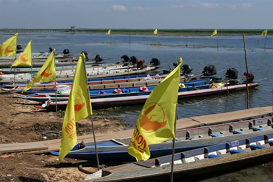 Tour boats at Thale Noi, Phattalung province, Thailand