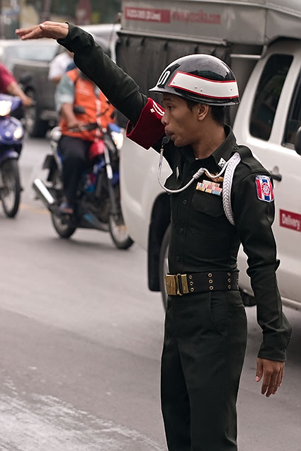 Trying to keep the traffic flowing in Bangkok