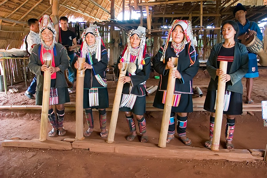 Hill tribe music performance, Chiang Rai
