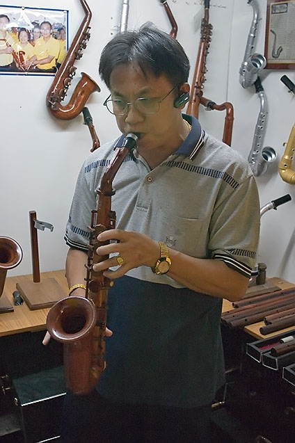 Wooden saxophone vendor, Chiang Rai