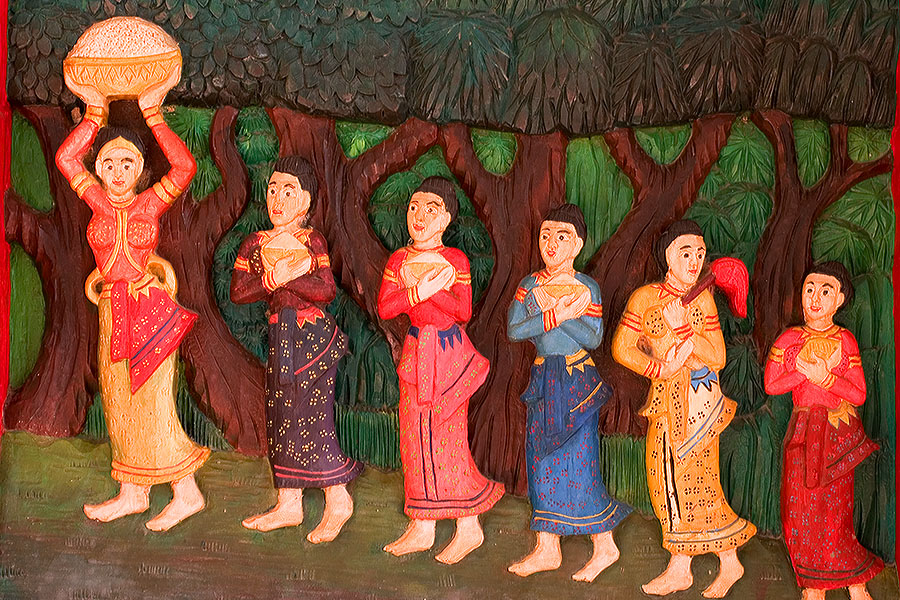 Decorated door at a Buddhist temple in Hat Yai
