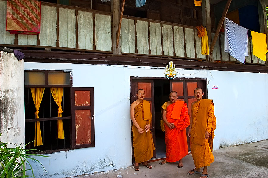 Monks at their monastery just across the road from Wat Phrathat