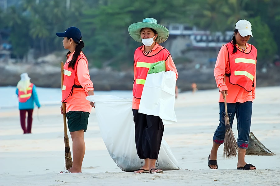 A major beach cleaning operation is carried out every morning
