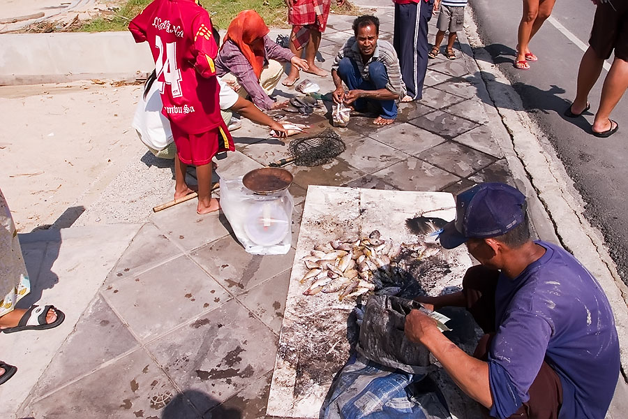 The Thais carry on with their normal way of life in Patong despite all the farang tackiness