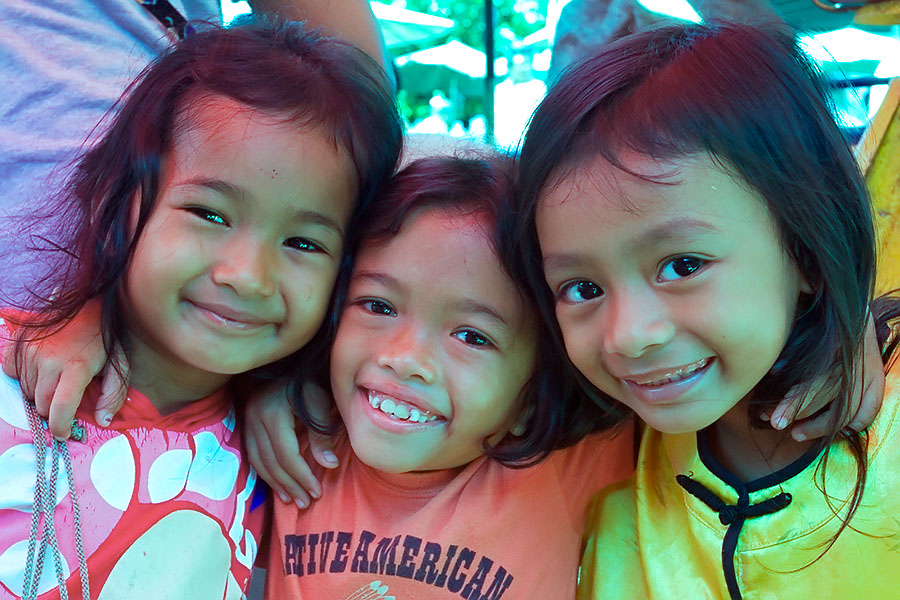 Youngsters in Songkhla who wanted their photo taken