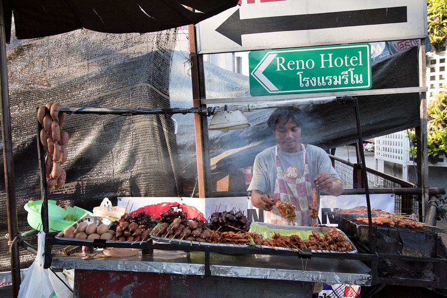 Street food near the Reno hotel in Bangkok