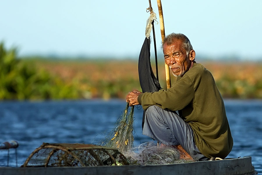 Local fisherman at Thale Noi, Phattalung province, Thailand