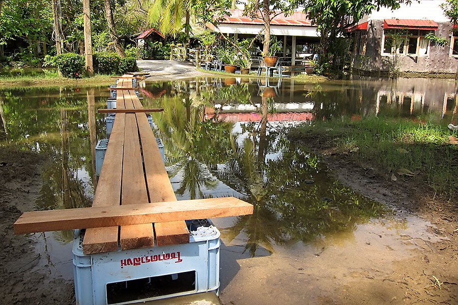 Lampam Resort with a minor flood