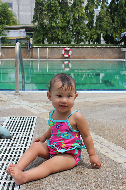 Enjoying swimming at Hat Yai Sports Club
