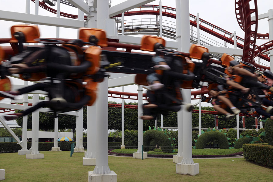 Roller coaster blur at Dream World in Bangkok