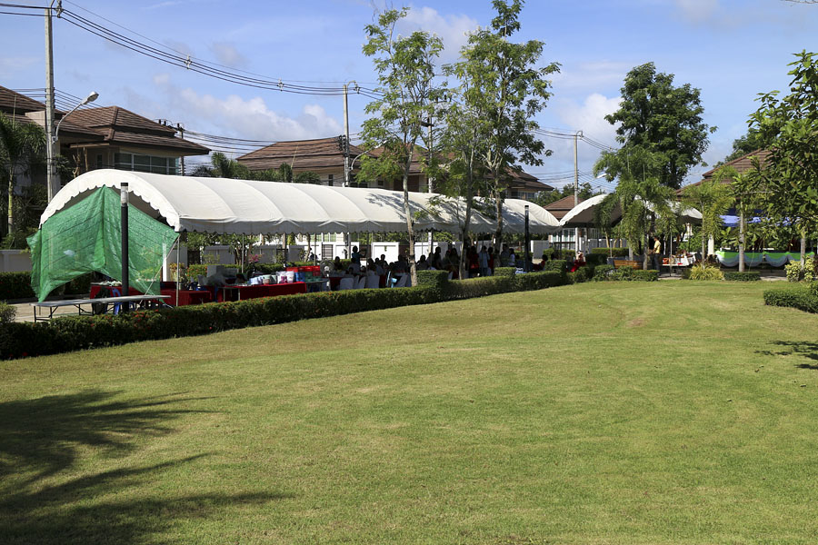 The marquee for the housing development blessing