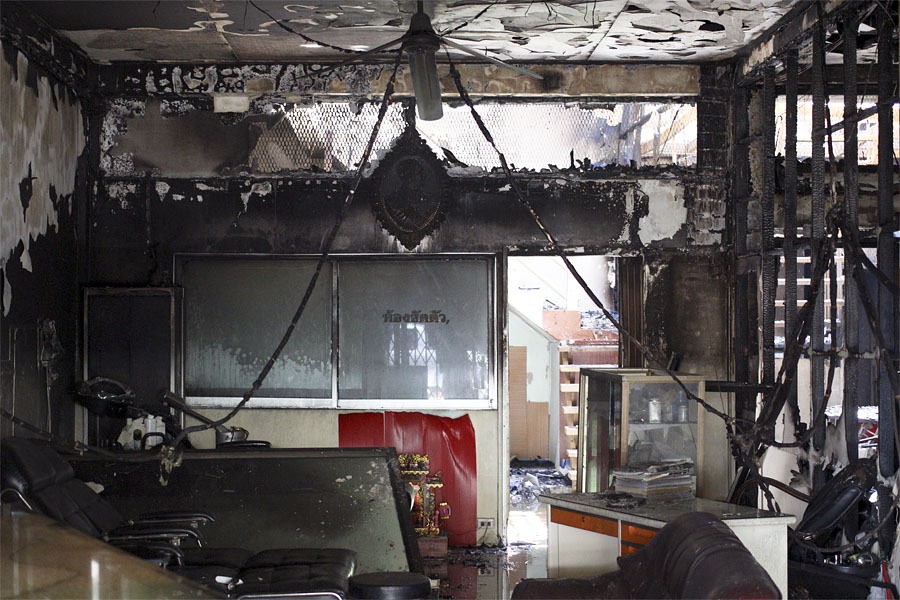 Fire damaged beauty salon, Hat Yai, Thailand