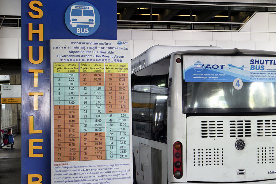Bangkok airports shuttle bus service timetable