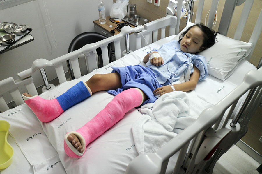 My daughter after her operation