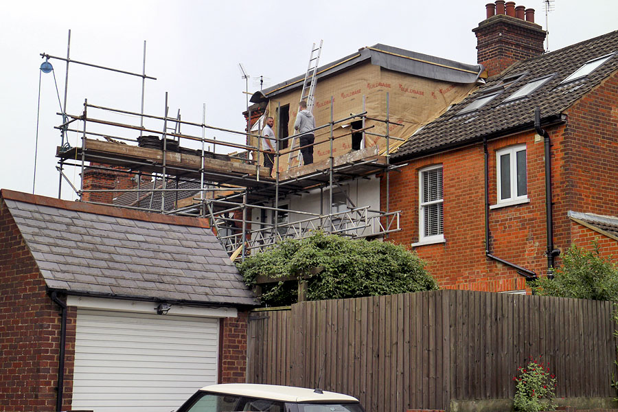 Loft conversion being carried out in the UK