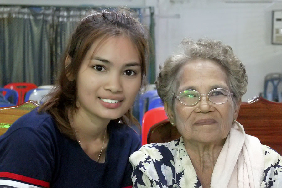 Our old maid's eldest daughter and mother