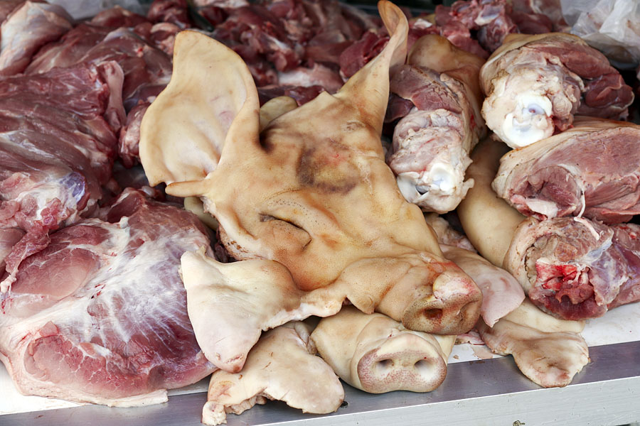 Pork for sale at the fresh market