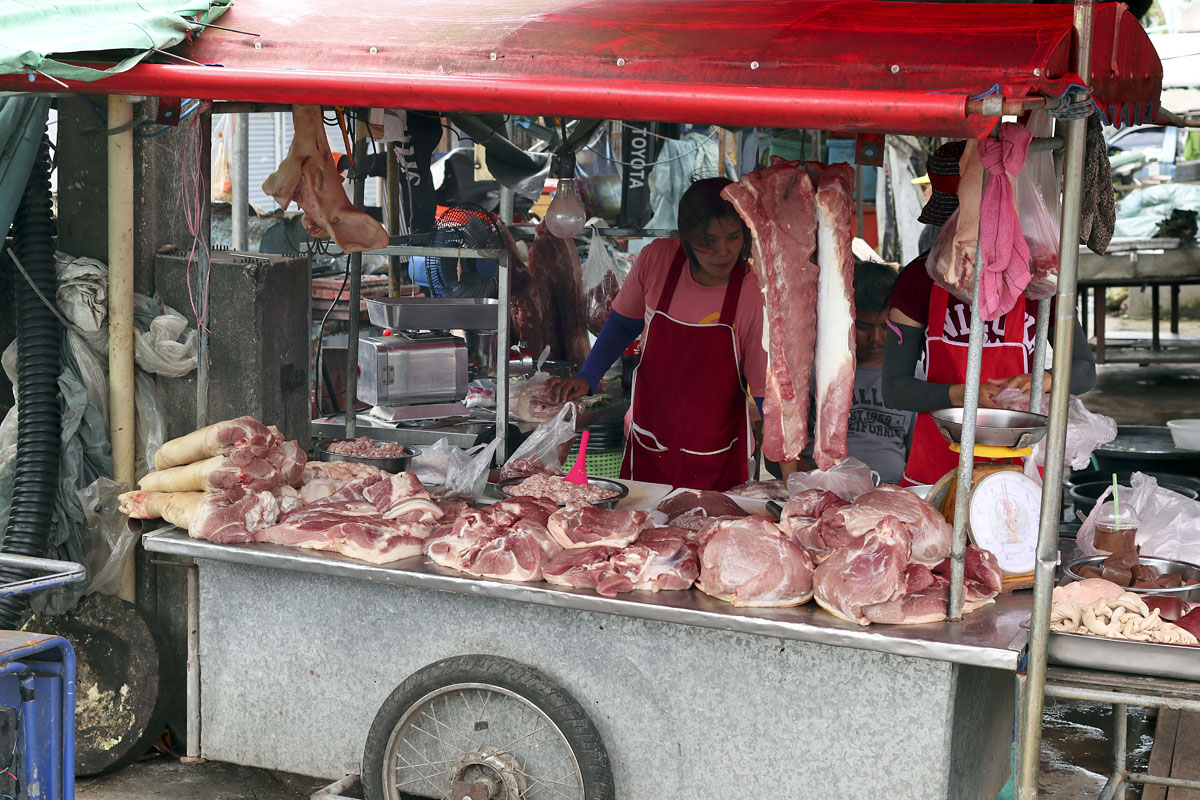 Traditional butcher shop in Hat Yai, Thailand