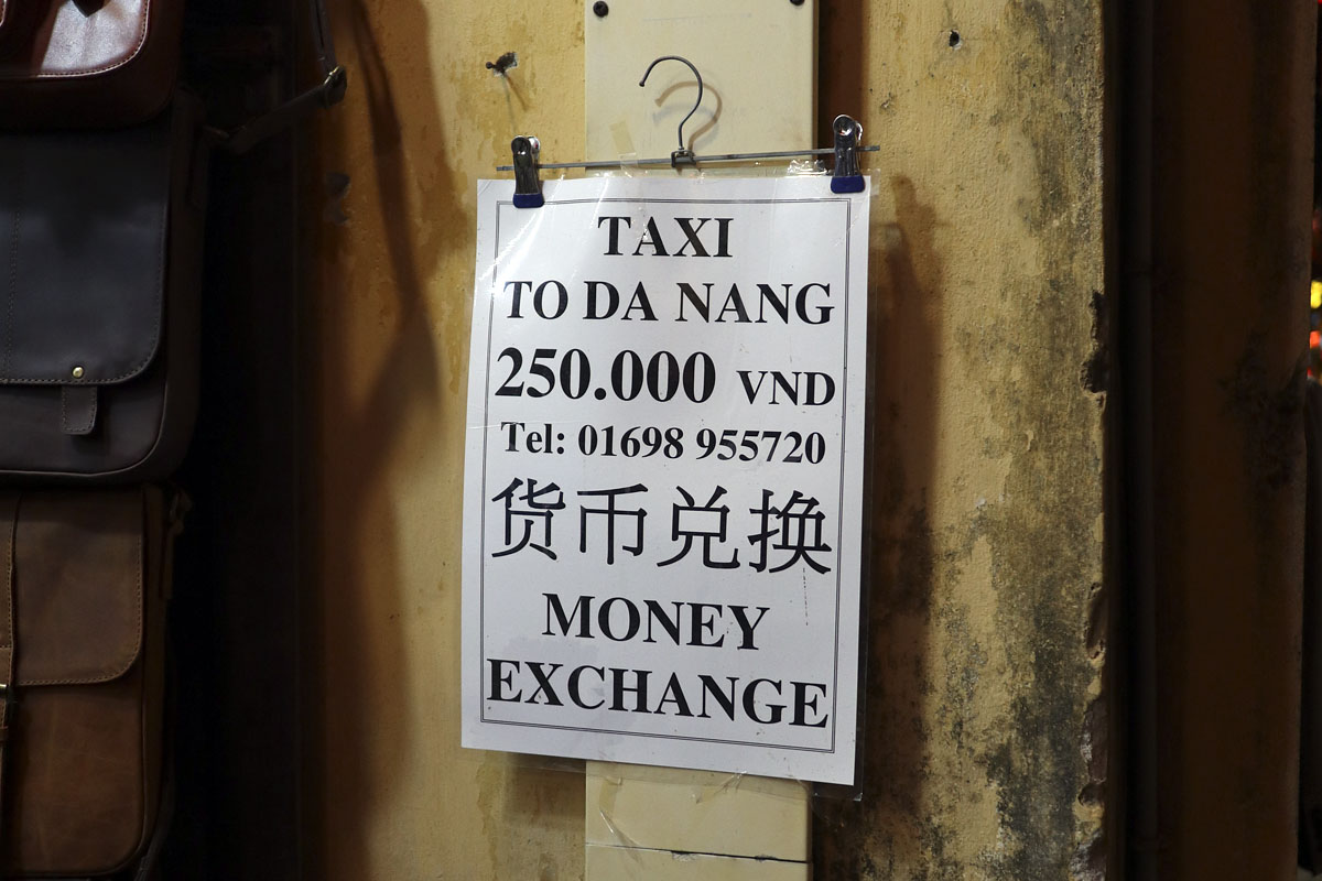Taxi fare from Hoi An to Da Nang
