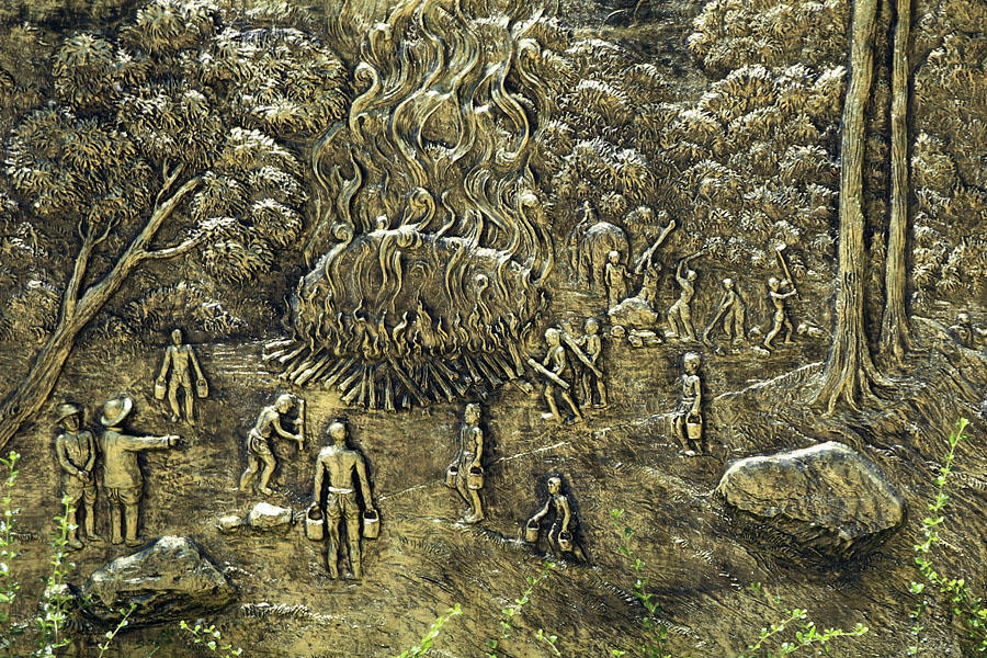 Elephants and knives were used originally to clear a path through the jungle