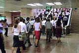 Morning rush hour on the MRT in Singapore - Click for larger image