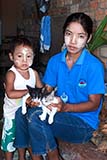 Young Burmese construction site workers in Khaolak with their families - Click for larger image