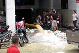 Pumping water out of the carpark under the hotel where our wedding was held in August - Click for larger image