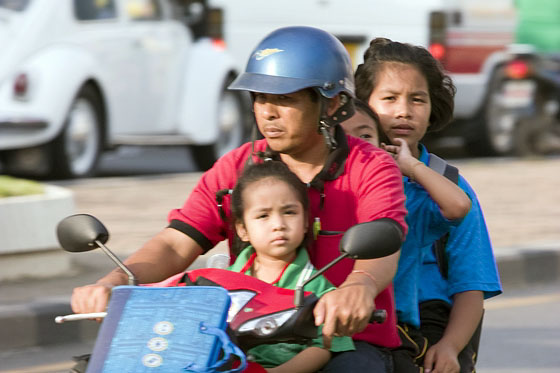 Only Dad gets a helmet 