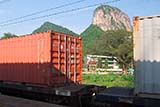 Limestone karst behind Phattalung railway station - Click for larger image