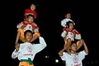Human towers at the Chinese vegetarian festival - Click for larger image